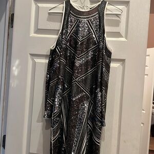 Express sequence open shoulder dress